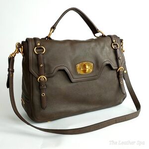 Miu Miu Cervo Paloma Structured Brown Leather Satchel